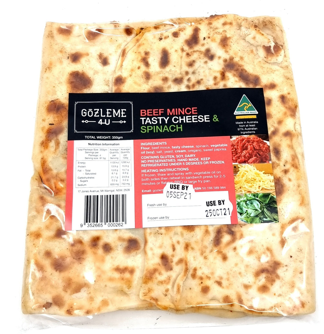 Gozleme - Beef Mince, Tasty Cheese & Spinach**
