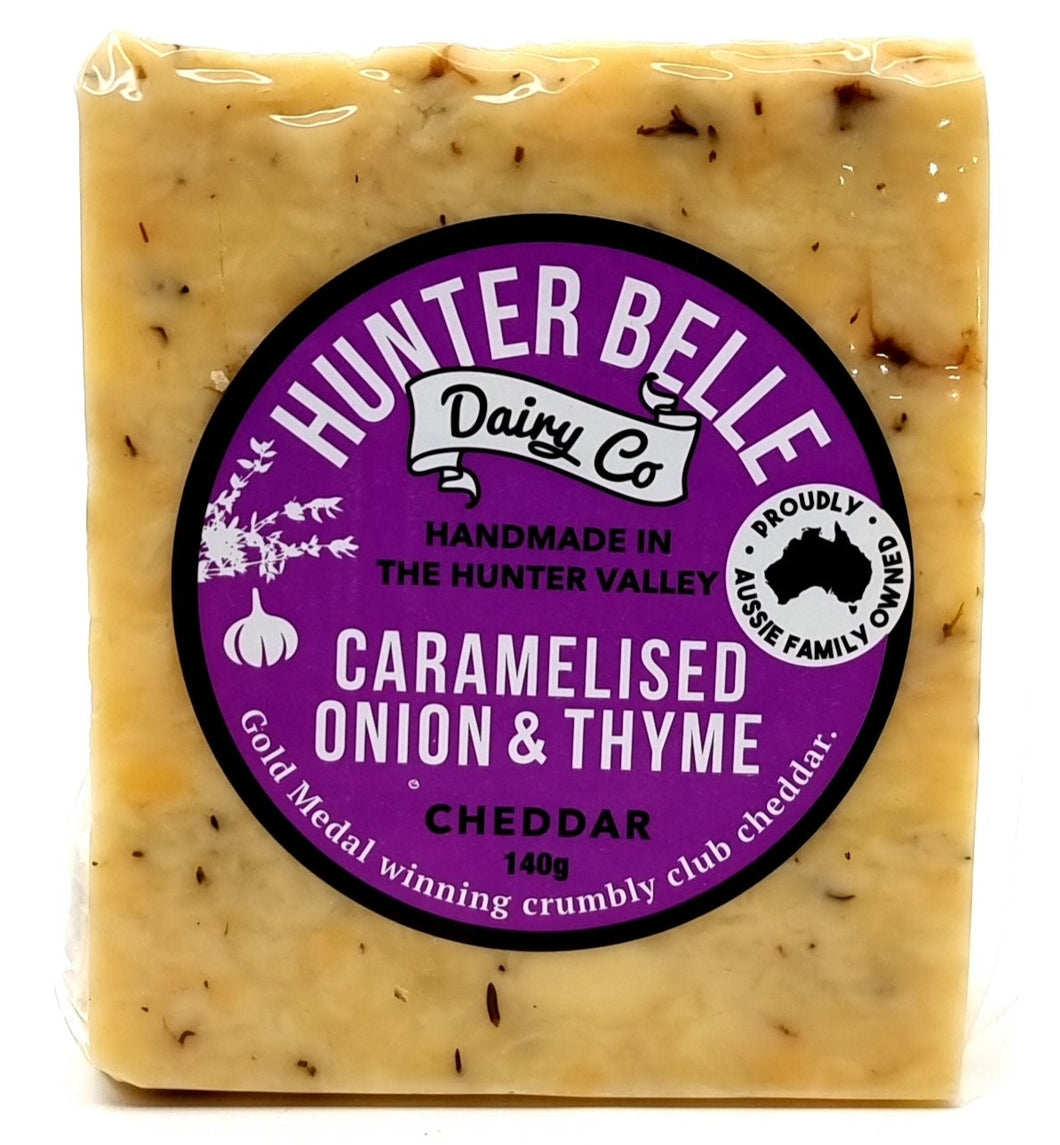 Hunter Belle Caramelised Onion & Thyme Cheddar 140g*