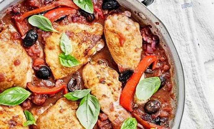 Chicken, Red Pepper and Olive Cacciatore