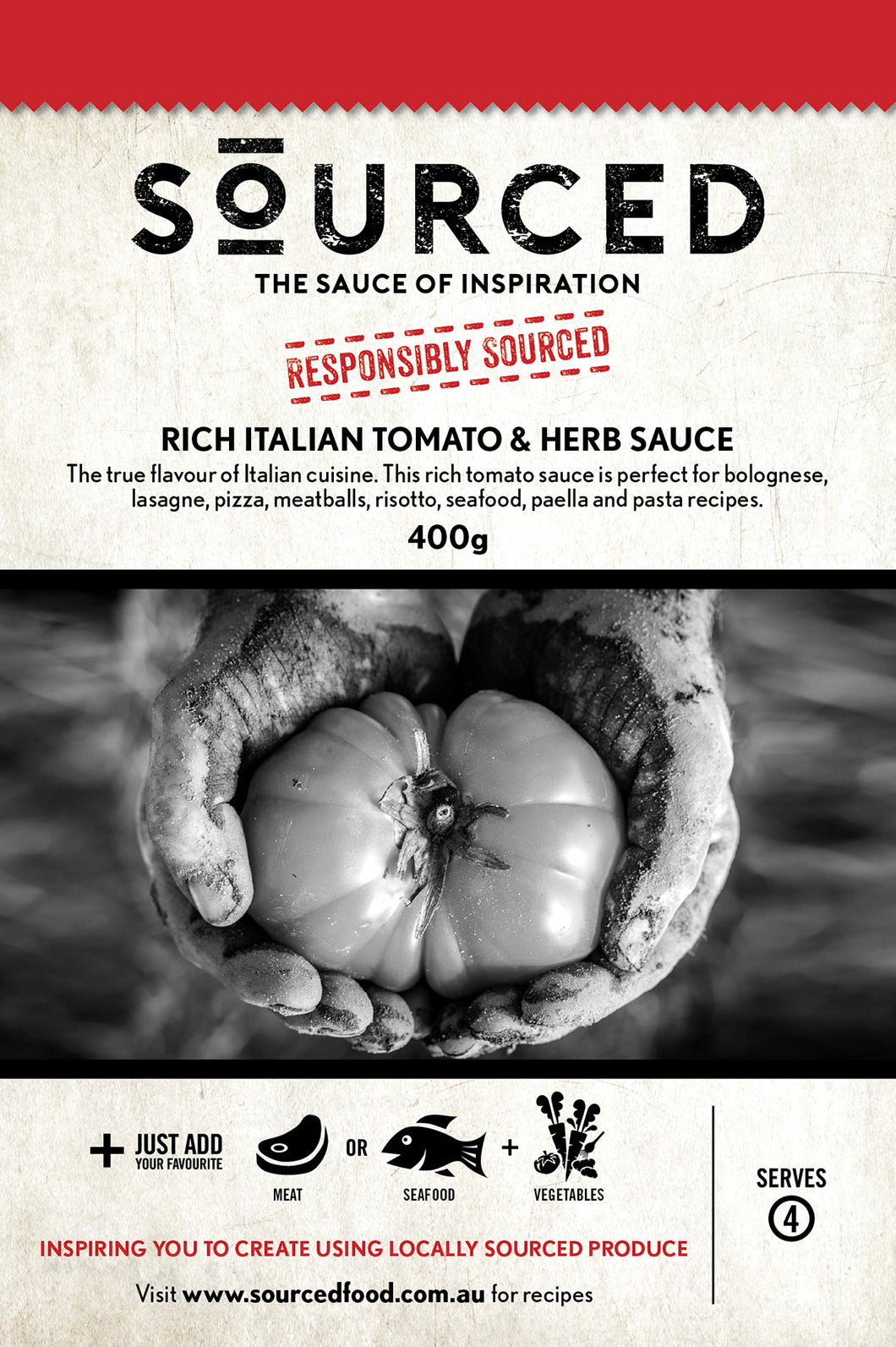 Sourced Rich Italian Tomato & Herb Sauce 400g
